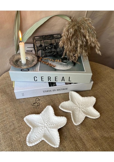 Deniz Yıldızı Görünümlü Dekoratif Tabak 4 Lü 14-14 Cm