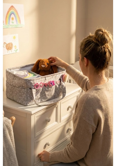 Babyjem - Katlamalı Anne&bebek Organizer Gri Çiçek