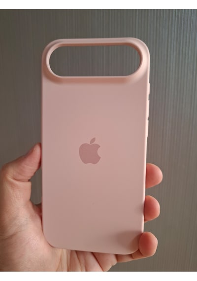 Apple Uyumlu iPhone 17 Air Logolu İçi Kadife Silikon Lansman Kılıf Pudra
