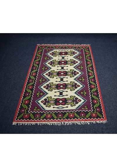 Zehra Abla Halı Antika El Dokuma Şaheser Makedonya Manastır Yün Kilim 7113 Çok Renkli