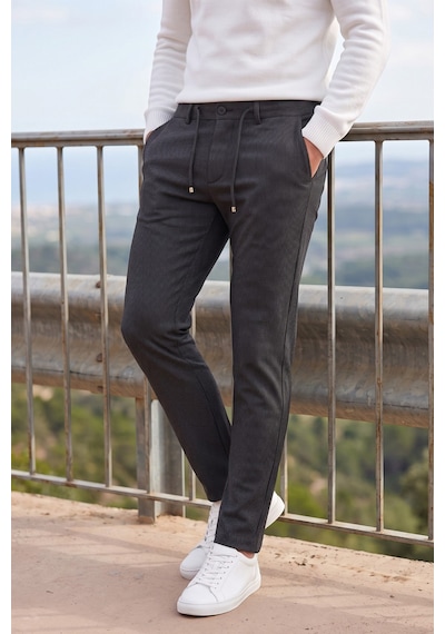 Rizzup Erkek Slim Fit Çizgili Füme Kumaş Pantolon İpli Esnek Bel Likralı Spor Pantolon 2700240
