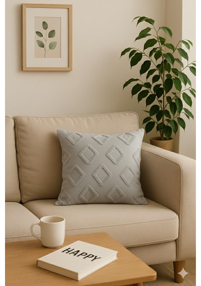 Kırlent Kılıfı 43x43 Cm Çift Taraflı, Fermuarlı, Lüks Şönil Kumaş Koltuk Örtüsü İle Uyumlu 1 Adet Gri