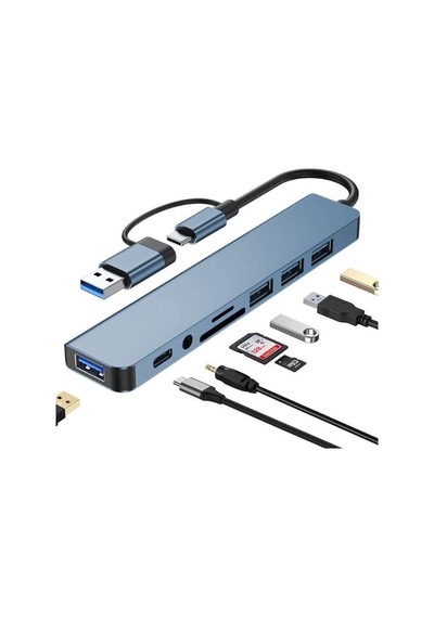 Coverzone Çoklayıcı Adaptör 8 İn 1 Usb/type-c To Usb A, Usb C Apple MacBook Uyumlu Uyumlu Çevirici Adaptör Çok Po Sku: Zeus8690010069290