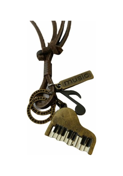 Piyano Piano Deri Kordon Kolye Kadın- Erkek