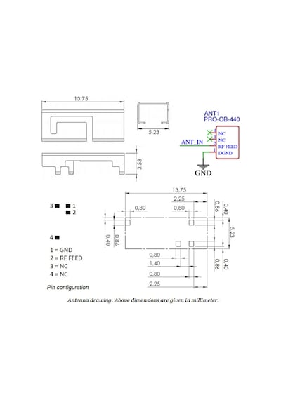 Pro-ob-440 2.4ghz Rf Metal Smd Anten Kablosuz Haberleşme Bluetooth Wifi Iot M2m Wireless Wlan