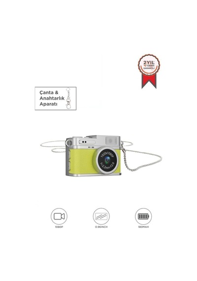 Mini Dijital Kamera Selfie Video Vlog Kamerası Mini Anahtarlık 1080p Cmr35 Sarı Diğer
