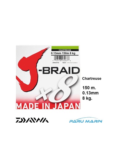Daiwa J-Braid X8 Açık Yeşil 150 Mt. 0.13Mm 8 Kg. Ip Misina