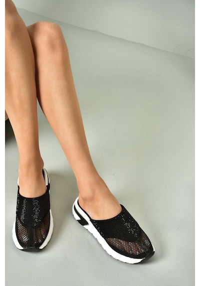 Fox Shoes U312514415 Siyah File Kadın Terlik Siyah-file Çok Renkli