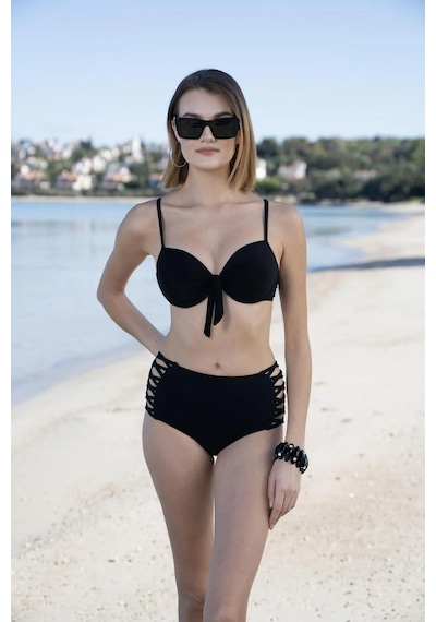 Estiva Gd Goldoremi 2511-600 Kadın Kaplı Yüksek Bel Bitili Bikini Takım Siyah