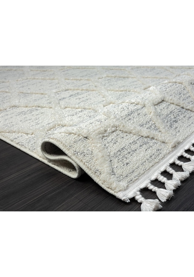 Loop Lp004a Beyaz Halı Dekoratif Sisal Bukle Tozsuz Antialerjik Salon Halısı Yatak Odası Koridor-109 Beyaz