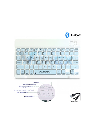Pl-366 Bluetooth Kablosuz Klavye Type-c Şarjlı, Tablet Telefon Pc Uyumlu