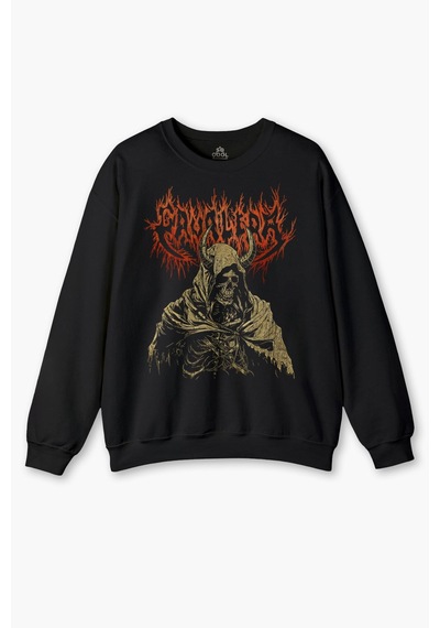 So Cool Cavalera Metal Music Sepultra Sweatshirt Guitar Drum Rock Sepultura Gitar Siyah Baskılı Sweat Siyah