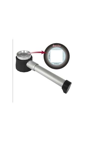 10X Optik Ölçekli Metal El Büyüteç Cam Lens 3 Led Işıklı Fermuarl N11.835