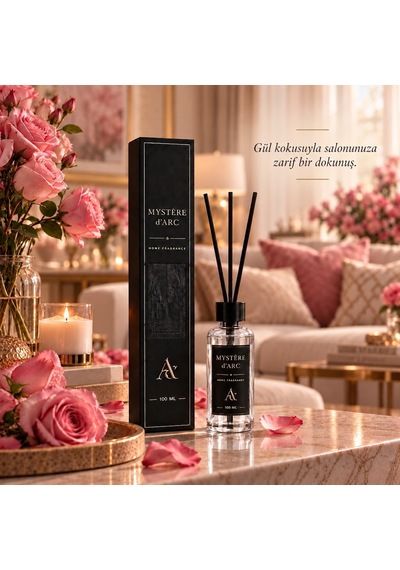 Premium Oda Kokusu Bambu Çubuklu Beyaz Şişe 100 Ml Gül