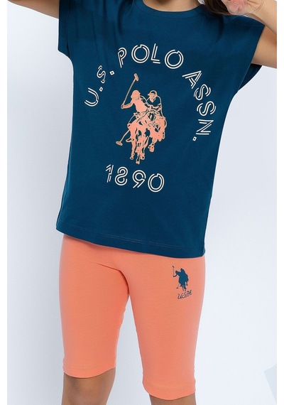 U.S. Polo Assn. Uzay Mavisi Kız Çocuk Kapri Tayt Takım 5274-29121 Mavi