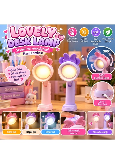Fiyonklu Led Masa Lambas Çok Renkli