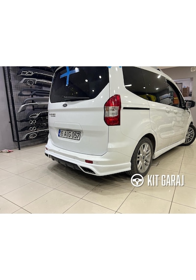 Kit Garaj Ford Tourneo Courier 2014-2023 Egzoz Görünümlü Boyasız Mat Siyah Arka Ek Plastik