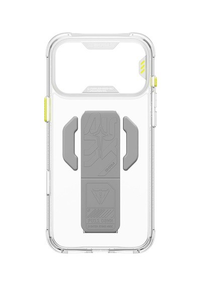Apple Uyumlu iPhone 18 Pro Max Kılıf M-safeli Teknoloji Desenli Skinarma Helio Ce Mag Charge Standlı Kapak Şeffaf