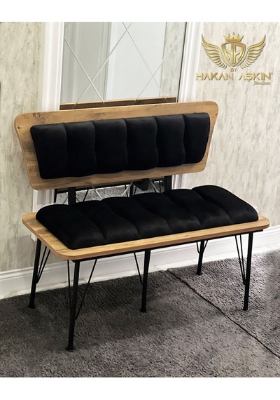 By Hakan Aşkın Metal Ayaklı Metal Alt Kasalı New Atlantik Wood 2025 Sırtlı Bench Bank Atlantik Siyah Baby Face
