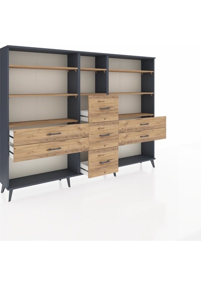 Arges Dolap 8 Raflı 7 Çekmeceli 220x30x163 Antrasit-çam Atlas Çam - Antrasit Arges Dolap 8 Raflı 7 Çekmeceli 220x30x163 Antrasit-çam Atlas Çam - Antrasit