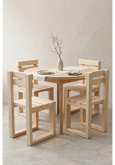 Grebach Ağaç Sandalye 40x40 Ham Ladin Ağacı Bej