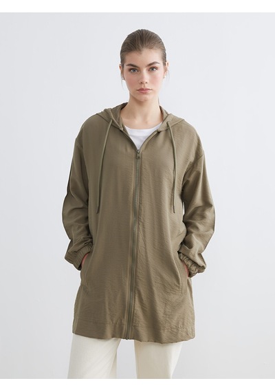 Lcw Modest Haki Kapüşonlu Oversize Kadın Tunik