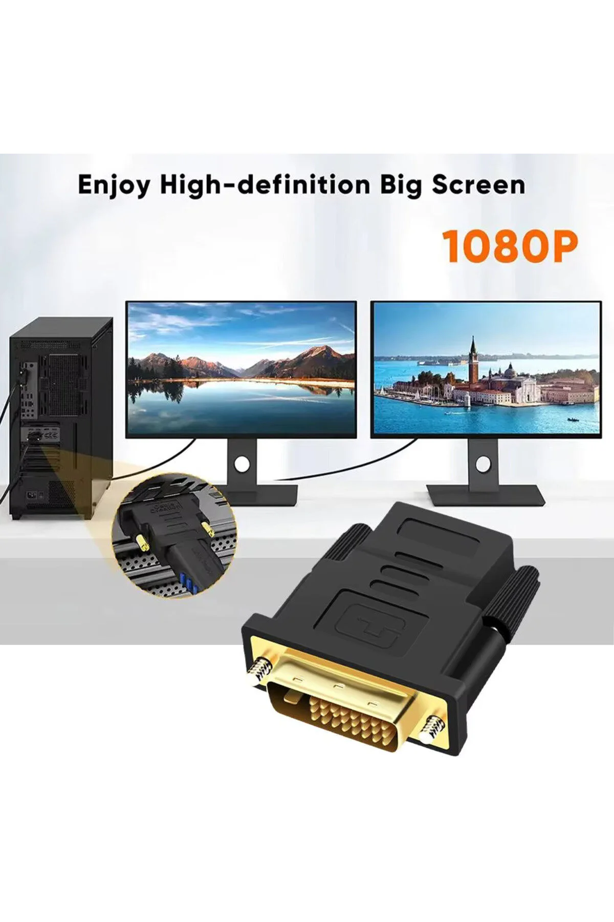 Yeni 2026 24 1 Dvı Erkek To Hdmı Dişi Çevirici Dvi To Hdmi Full Hd 1080p Dönüştürücü 25 Pinli 001