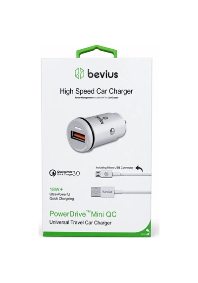Micro Usb Beyaz 18w Qc 3.0 Kablolu Araç Şarj Cihazı Bevius Bvs-au506 Stn