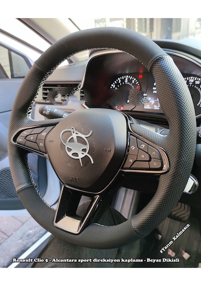 Renault Clio 5 Araca Özel Direksiyon Kılıfı Noktalı Alcantra