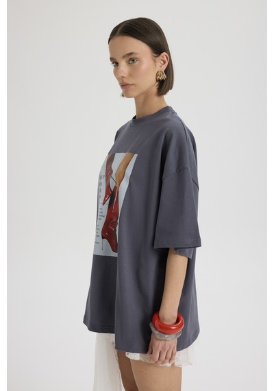 Mai Studıos Mai Studios Co. Theory Oversize Füme T-shirt Füme