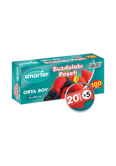 SMARTER BUZDOLABI POŞETİ ORTA BOY 100 ADET ( 20 ADET x 5 )