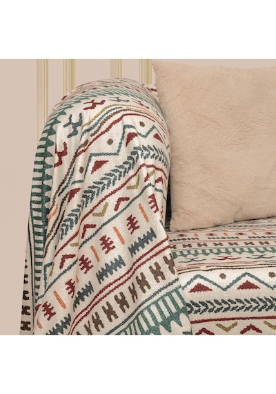 SoftMicro Etnik Desenli Boho Turkuaz Koltuk Örtüsü Kanepe Örtüsü 180 x 220 CM
