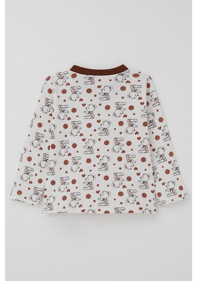 Breeze Erkek Bebek Pijama Takımı Bebek Sevimli Ayıcık Desenli 4 Ay-1 Yaş, Ekru Ekru