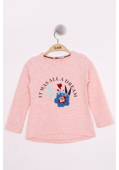 Toontoy Kids Toontoy Kız Çocuk Pullu Güllü Nakışlı T-shirt Pembe Melanj