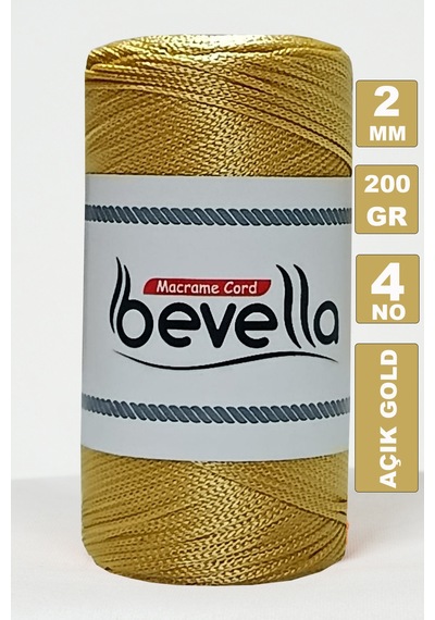 2 Mm - 200 Gr Polyester Açık Sarı Gold Makrome Ipi Polyester Makrome Ip Supla Ip Ve Çanta Ipliği