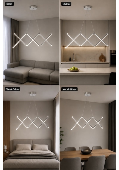 Regnum Led Sarkıt Avize Beyaz Işık Gri