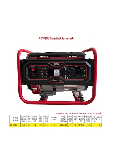 Power LT3900 3.8 Kva 3.0 KW İpli Benzinli Jeneratör