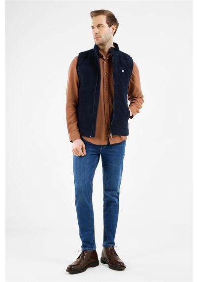 İmza Lacivert Dik Yaka Fermuarlı Casual Slim Fit Kapitone Yelek 1009255103 Lacivert