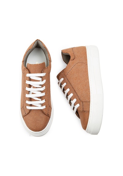 Deery Hakiki Deri Taba Rengi İşlentili Sneaker Kadın Ayakkabı - Z1681ztbac02 Taba