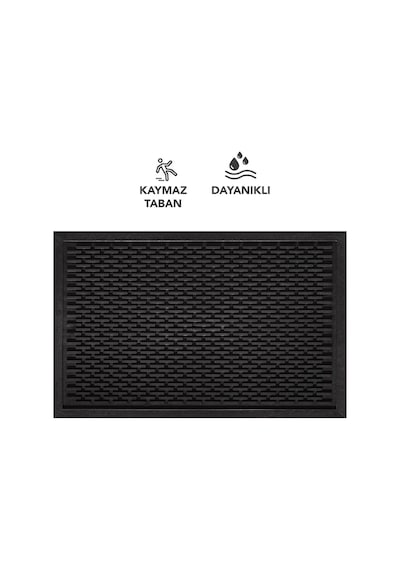 Ps021a Siyah Kaymaz Taban Nem Alıcı Toz Alıcı Kapı Önü Paspası Uv Dayanıklı 45x70 Cm