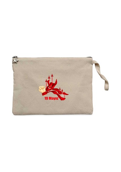 19 Mayıs Jet Türk Bayrağı Krem Clutch Astarlı Cüzdan / El Çantası