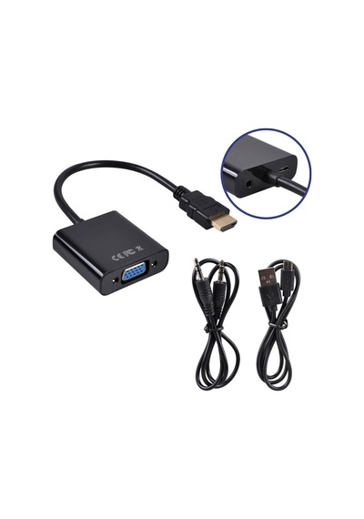 Hdmi To Vga Çevirici Kablo - Uydu Alıcısında Kullanır-Güç Girişli