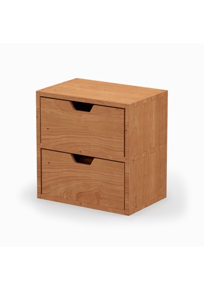 Desna İki Katlı İki Çekmeceli Mini Dolap - Kiraz 18 Cm Uzunluk X 12.1 Cm Derinlik X 18.4 Cm Woodsaka Doğal Ahşap