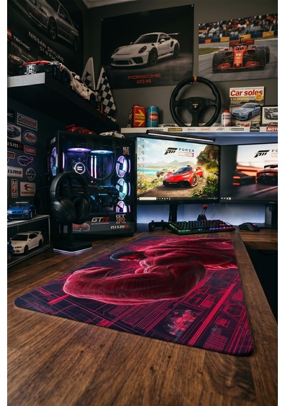 Kırmızı Hulk Süper Kahraman 40x90 Cm Oyuncu Mousepad Kaymaz Taban Büyük Boy Mousepad Siyah