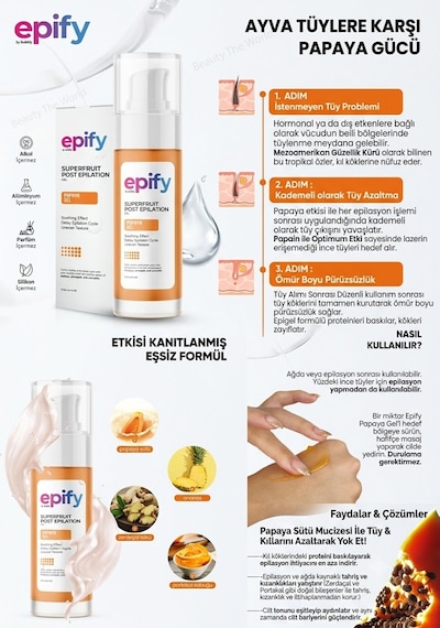 Epify Papaya Superfruit Post Epilation Gel Tüy Köklerini Zayıflatan Bitkisel Bakım Kürü 75 Ml