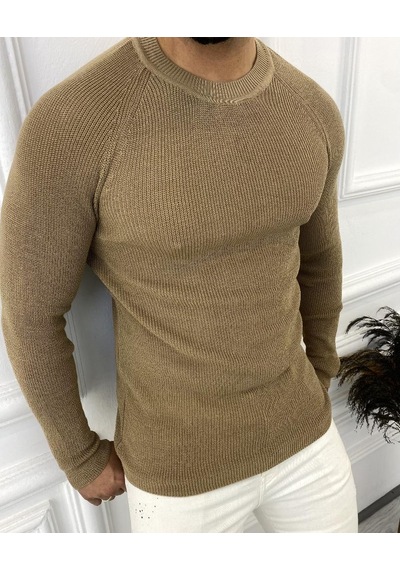 Elku Moda Kazak Slim Fit Naturel Örme Pamuk Tüylenmeyen Triko Dar Kesim Body Kazak 001