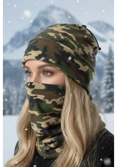 Single Sword 2 Li Set Unisex Kışlık Polar Boyunluk & Bere Çok Amaçlı Soğuk Hava Koruması 0//y.tsk Çok Renkli