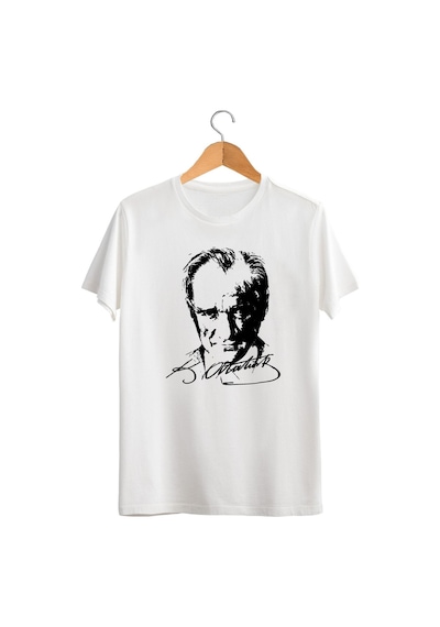 Atatürk Baskılı Tişört Atatürk T-shirt Beyaz