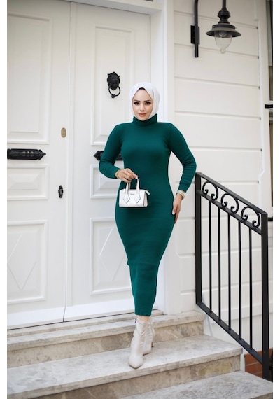 Hira Life Fashion Kadın Elbise Tesettür Giyim Balıkçı Yaka Ve Dar Kesim Triko Kalem Elbise Zümrüt Yeşili Zümrüt Yeşili Hira Life Fashion Kadın Elbise Tesettür Giyim Balıkçı Yaka Ve Dar Kesim Triko Kalem Elbise Zümrüt Yeşili Zümrüt Yeşili
