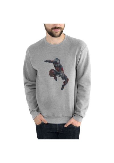 Ant Man Karınca Adam Jump Baskılı Gri Erkek Örme Sweatshirt
